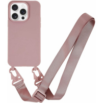 Matný kryt s nastavitelným popruhem pro iPhone 16 Pro - starorůžový