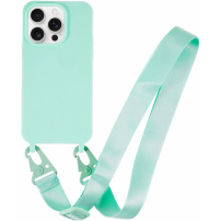 Matný kryt s nastavitelným popruhem pro iPhone 16 Pro - tyrkysový