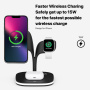 YM-UD22 3v1 magnetický bezdrátový stojánek s podsvícením pro iPhone / Apple Watch / AirPods - černý