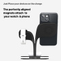 YM-UD22 3v1 magnetický bezdrátový stojánek s podsvícením pro iPhone / Apple Watch / AirPods - černý