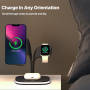 YM-UD22 3v1 magnetický bezdrátový stojánek s podsvícením pro iPhone / Apple Watch / AirPods - černý
