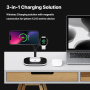 YM-UD22 3v1 magnetický bezdrátový stojánek s podsvícením pro iPhone / Apple Watch / AirPods - černý