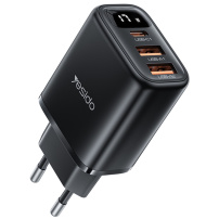 Yesido YC67 nabíjecí adaptér s displejem a porty USB-C / 2x USB-A - 17W - černý