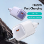 USAMS CC248 rychlonabíjecí adaptér s portem USB-C - 20W - fialový