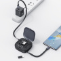 USAMS US-SJ650 sada s výsuvnými kabely USB-C, redukcemi a jehlou - fialová
