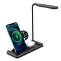 HT-503 3v1 skládací bezdrátový stojánek s lampou pro iPhone / Apple Watch / AirPods - 15W - černý
