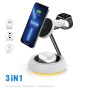 Wiwu W002 3v1 magnetický bezdrátový stojánek s podsvícením pro iPhone / Apple Watch / AirPods - 15W - bílý