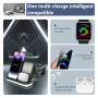 B-22 4v1 bezdrátový stojánek s hodinami pro iPhone / Apple Watch a Lightning konektorem pro AirPods - 15W - černý