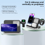 B-22 4v1 bezdrátový stojánek s hodinami pro iPhone / Apple Watch a Lightning konektorem pro AirPods - 15W - černý