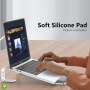 M8 hliníkový stojánek se silikonovou zápěstní opěrkou pro MacBook - stříbrný