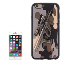 Plastový kryt s 3D motivem pušky Steyr AUG A1 pro Apple iPhone 6S / 6 - šedý