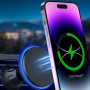 Magnetický držák do auta do ventilační mřížky s bezdrátovým nabíjením a barevným podsvícením pro iPhone - černý