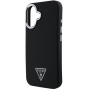 Guess Grained Triangle Logo kryt s MagSafe pro iPhone 16 - černý