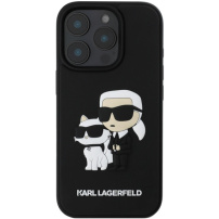 Karl Lagerfeld 3D Rubber Karl and Choupette kryt pro iPhone 16 Pro - černý