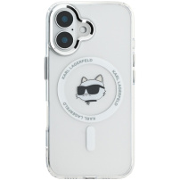 Karl Lagerfeld IML Choupette Head Metal Frame kryt s MagSafe pro iPhone 16 - čirý