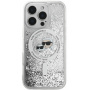 Karl Lagerfeld Liquid Glitter Karl and Choupette Heads kryt s MagSafe pro iPhone 16 Pro - stříbrný