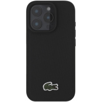 Lacoste Iconic Petit Pique Woven Logo kryt s MagSafe pro iPhone 16 Pro - černý