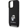 Karl Lagerfeld Saffiano Crossbody Metal Karl and Choupette kryt s nastavitelným popruhem pro iPhone 16 Plus - černý
