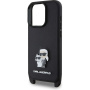 Karl Lagerfeld Saffiano Crossbody Metal Karl and Choupette kryt s nastavitelným popruhem pro iPhone 16 Pro - černý