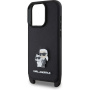 Karl Lagerfeld Saffiano Crossbody Metal Karl and Choupette kryt s nastavitelným popruhem pro iPhone 16 Pro Max - černý