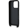 Karl Lagerfeld Saffiano Crossbody Metal Karl and Choupette kryt s nastavitelným popruhem pro iPhone 16 Pro Max - černý
