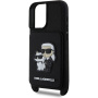 Karl Lagerfeld Saffiano Crossbody Karl and Choupette kryt s nastavitelným popruhem pro iPhone 16 - černý