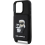 Karl Lagerfeld Saffiano Crossbody Karl and Choupette kryt s nastavitelným popruhem pro iPhone 16 Pro - černý