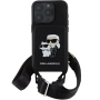 Karl Lagerfeld Saffiano Crossbody Karl and Choupette kryt s nastavitelným popruhem pro iPhone 16 Pro Max - černý