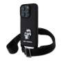 Karl Lagerfeld Saffiano Crossbody Metal Karl and Choupette kryt s nastavitelným popruhem pro iPhone 16 Pro Max - černý