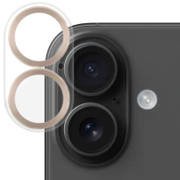 NORTHJO tvrzené sklo s kovovými rámečky k ochraně čoček fotoaparátu pro iPhone 16 / 16 Plus - zlaté