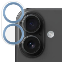 NORTHJO tvrzené sklo s kovovými rámečky k ochraně čoček fotoaparátu pro iPhone 16 / 16 Plus - modré