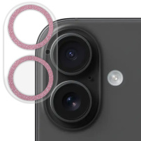 NORTHJO tvrzené sklo se třpytivými rámečky k ochraně čoček fotoaparátu pro iPhone 16 / 16 Plus - růžové
