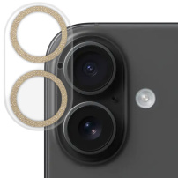 NORTHJO tvrzené sklo se třpytivými rámečky k ochraně čoček fotoaparátu pro iPhone 16 / 16 Plus - zlaté