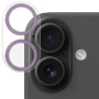 NORTHJO tvrzené sklo se třpytivými rámečky k ochraně čoček fotoaparátu pro iPhone 16 / 16 Plus - fialové