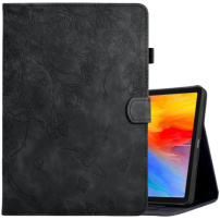 Pouzdro s prostorem na karty a motivem květin pro iPad 10,9" (2022) / 11" (2025) - černé