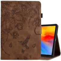 Pouzdro s prostorem na karty a motivem květin pro iPad 9,7" (2017/2018) / Air 1 / 2 / Pro 9,7" - hnědé