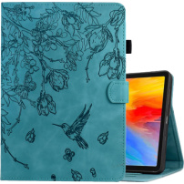 Pouzdro s prostorem na karty a motivem květin pro iPad mini 1 / 2 / 3 / 4 / 5 - tyrkysové