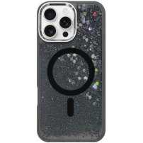 Kryt s plovoucími flitry a MagSafe pro iPhone 16 Pro Max - šedý