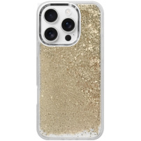 Kryt s plovoucími flitry pro iPhone 16 Pro - zlatý