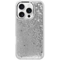 Kryt s plovoucími flitry pro iPhone 16 Pro - stříbrný
