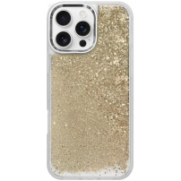 Kryt s plovoucími flitry pro iPhone 16 Pro Max - zlatý