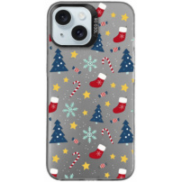 Ochranný kryt s vánočním motivem pro iPhone 15 - šedý