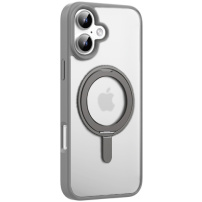 MUTURAL matný kryt s výklopným stojánkem a MagSafe pro iPhone 16 - šedý