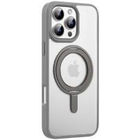 MUTURAL matný kryt s výklopným stojánkem a MagSafe pro iPhone 16 Pro - šedý