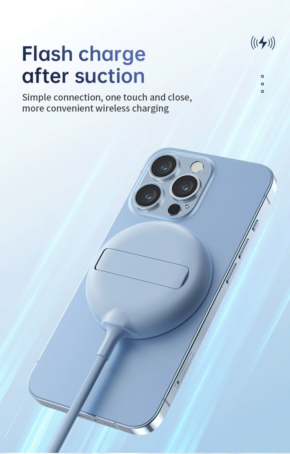 LFX-181 bezdrátová MagSafe nabíječka s výklopným stojánkem pro iPhone / AirPods - 15W - modrá