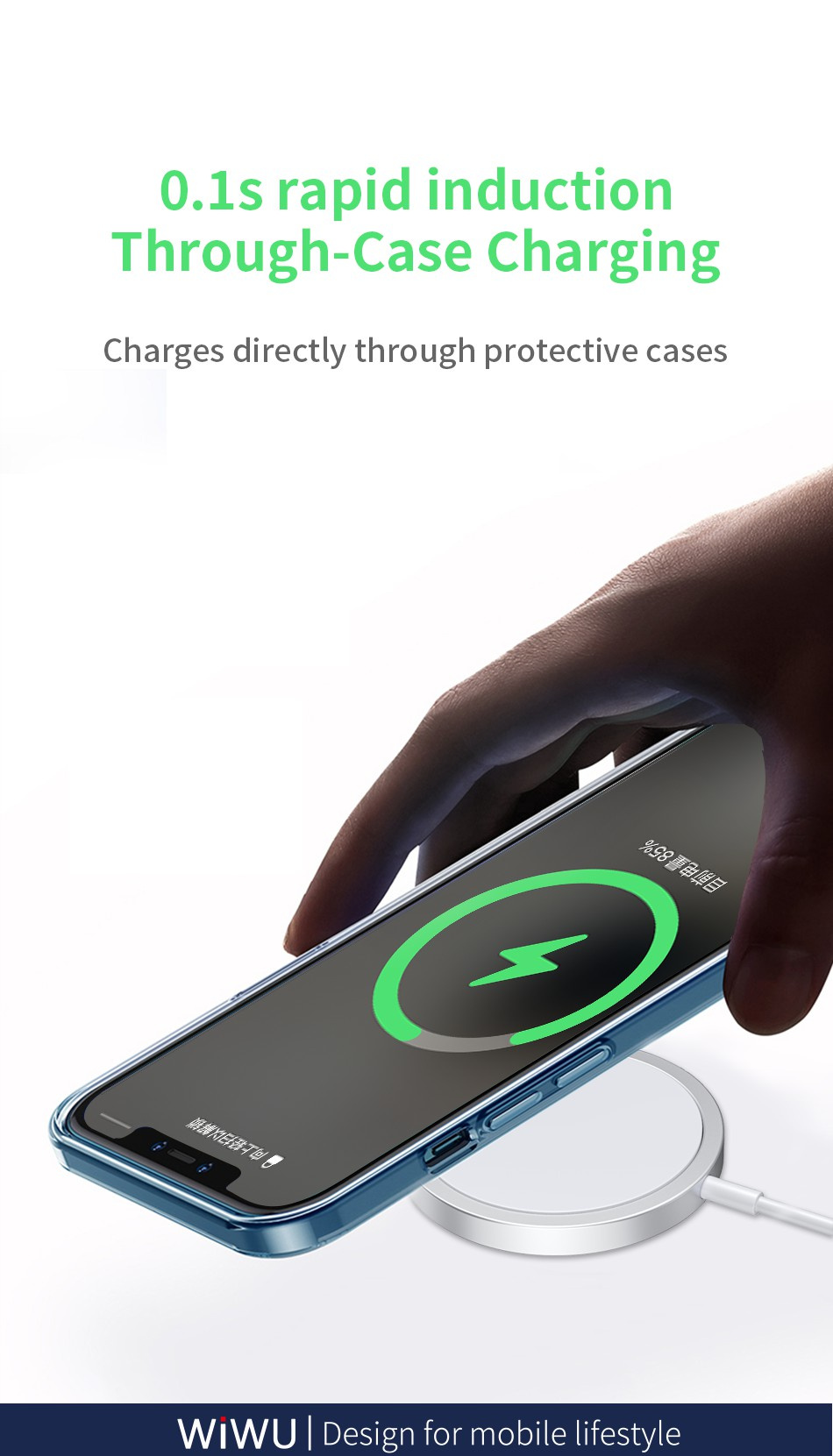 Wiwu W009 bezdrátová MagSafe nabíječka pro iPhone / AirPods - 15W - bílá