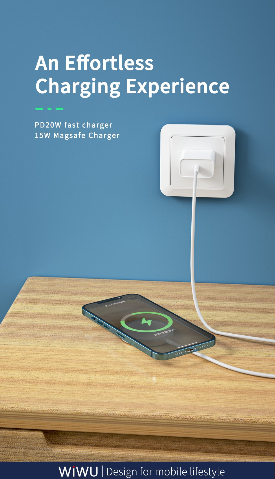 Wiwu W009 bezdrátová MagSafe nabíječka pro iPhone / AirPods - 15W - bílá