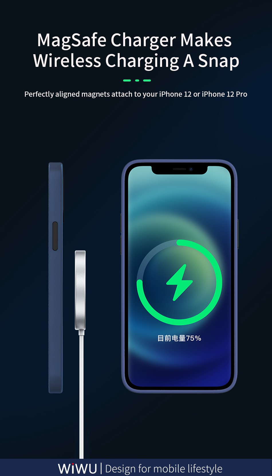 Wiwu W009 bezdrátová MagSafe nabíječka pro iPhone / AirPods - 15W - bílá Wiwu W009 bezdrátová MagSafe nabíječka pro iPhone / AirPods - 15W - bílá