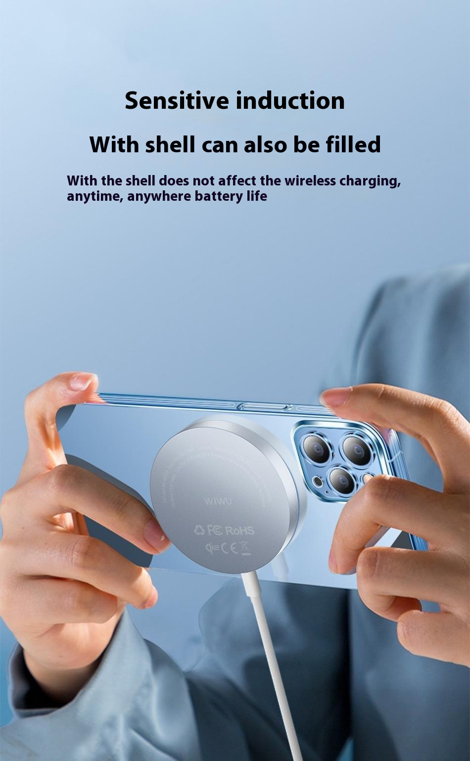 Wiwu W029 bezdrátová MagSafe nabíječka pro iPhone / AirPods - 15W - bílá