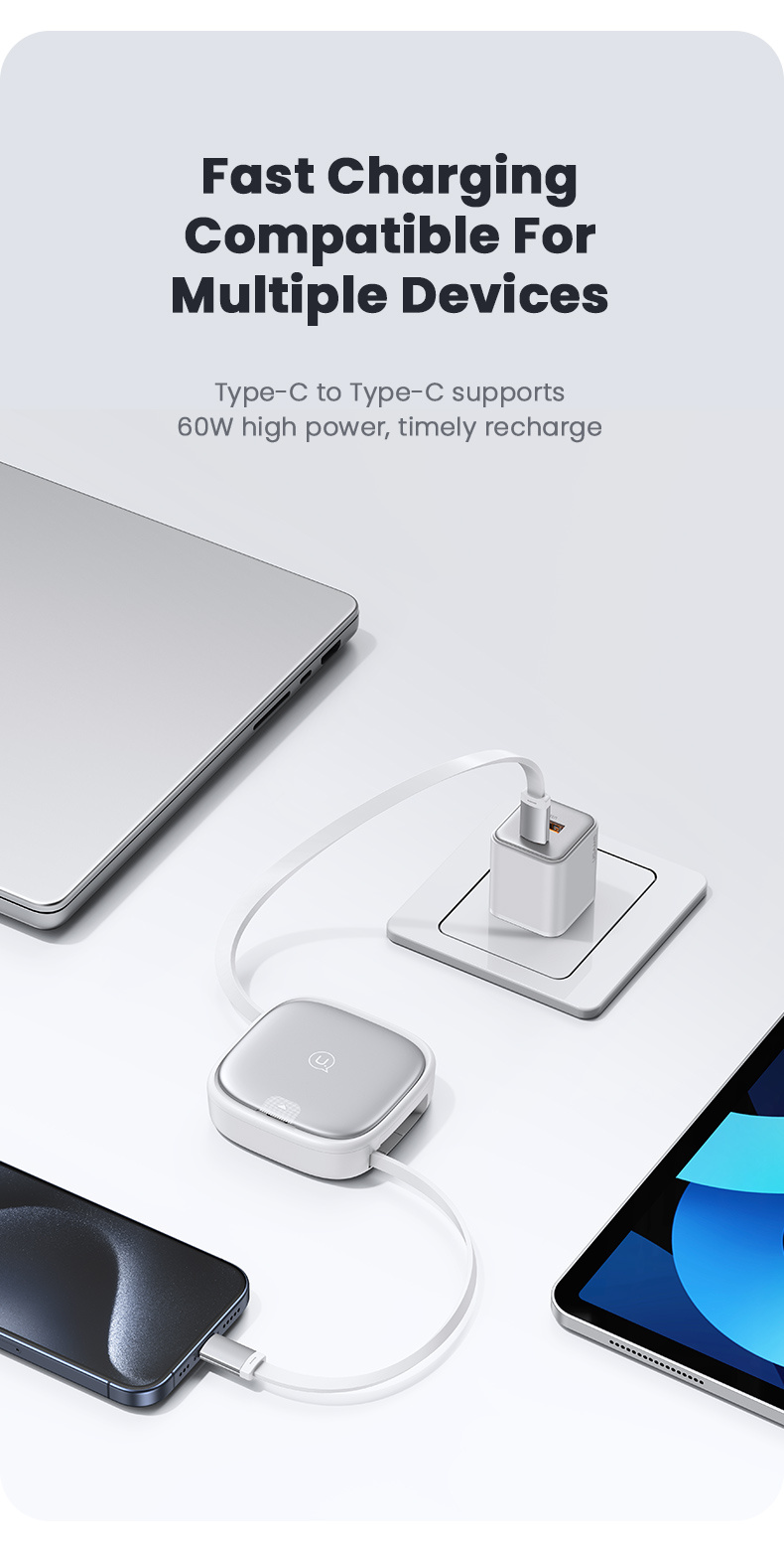 USAMS US-SJ650 sada s výsuvnými kabely USB-C, redukcemi a jehlou - fialová